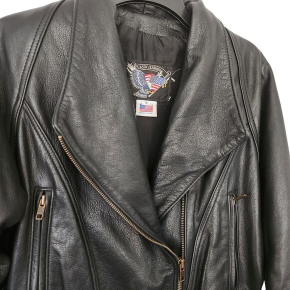 Classic Leather Vintage Women's Black Leather Biker Jacket Small - Picture 7 of 10